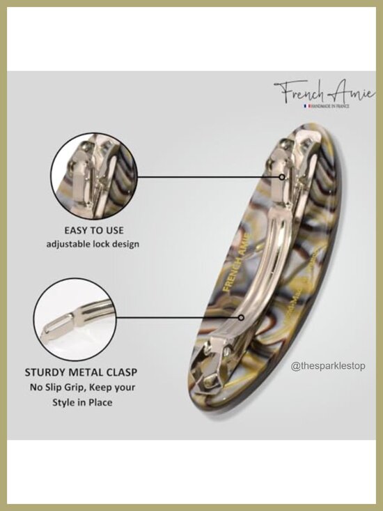 Set of 6 Celluloid Oval Hair Clips Barrette for Women Handmade main image 5